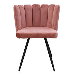 Toilinux Chaise design effet velours Ariel - Rose