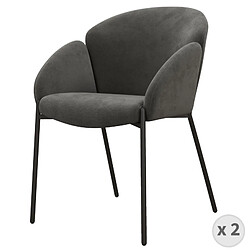 Moloo CANDICE - Fauteuil de table en tissu chevron Gris souris, métal noir(x2)
