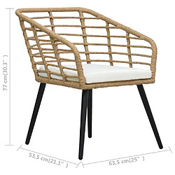 vidaXL Chaises de jardin avec coussins - Chêne - Lot de 2 pas cher