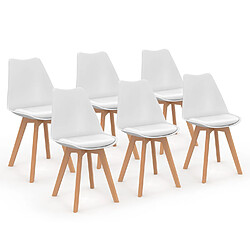 Idmarket market SARA x6 - Chaises blanches scandinaves