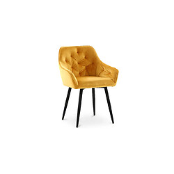 Avis ICONIK INTERIOR Chaise de salle à manger avec accoudoirs - tapissée de velours - Alene Taupe