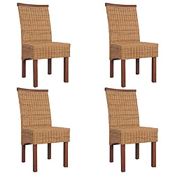VidaXL Chaises Lot de 4 - Rotin Marron
