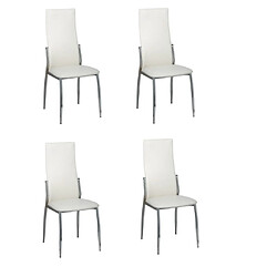 vidaXL Chaises à manger - Lot de 4 - Blanc similicuir