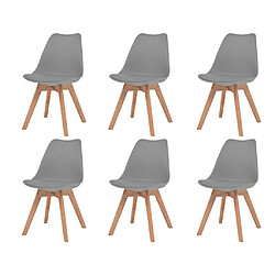VidaXL Chaise plastique - Lot de 6 - Gris