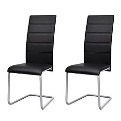 Décoshop26 Chaises Cantilever - Noir Chaises de salle à manger - Cuir synthétique - Structure acier - Lot de 2