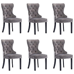 vidaXL Chaises à manger - Velours Gris - Lot de 6