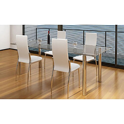 vidaXL Chaises à manger - Lot de 4 - Blanc similicuir