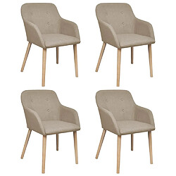 Vidaxl lot de 4 chaises de salle à manger - Beige Tissu et chêne massif