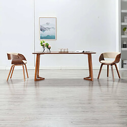 vidaXL Bois Courbé - Crème ? Similicuir