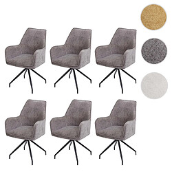 Mendler Chaises de salle à manger HWC-K15 - Gris foncé Chaises rembourrées - Accoudoirs - Design élégant - Tissu polyester - Gris foncé - Lot de 6