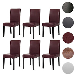 Mendler Lot de 6 chaises de séjour Littau - Rouge