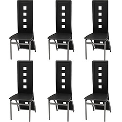 vidaXL 6 chaises noir en similicuir