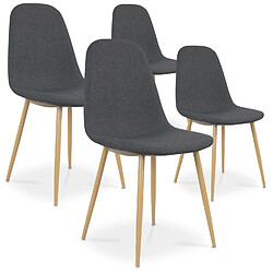 NC Lot de 4 chaises scandinaves Bali - Gris