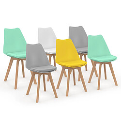 Idmarket Market Lot de 6 Chaises SARA - Pastel mix