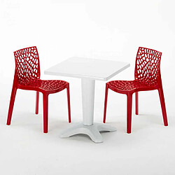 Grand soleil ensemble table 2 chaises - Rouge