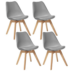 Toilinux Lot de 4 Chaises design scandinave Baya - Gris clair