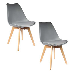 Toilinux 2 Chaises design scandinaves rembourrées Cocooning - Gris