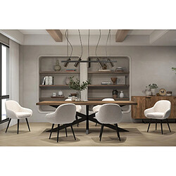 Moloo CANCUN-Chaise en tissu bouclette Ecru et pieds métal noir (x2)