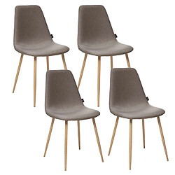 Toilinux Lot de 4 - Chaise design scandinave Roka - Taupe