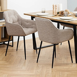 MES Fauteuils repas BROOK - Bouclette beige (Lot de 2)