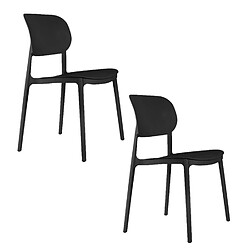 Leitmotiv Lot de 2 chaises Cheer - Noir Chaise design - Polypropylène - Extérieur/Intérieur - Ergonomique et élégante