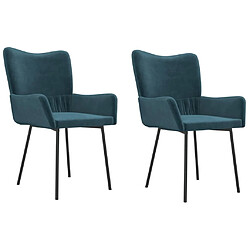 Lot de 2 Chaises Bleu Velours vidaXL