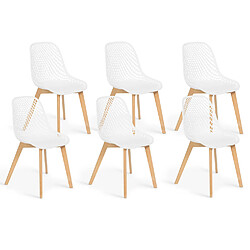 Idmarket Market Lot de 6 Chaises MANDY - Blanches
