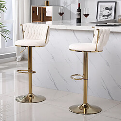 LBF Tabouret Bar Lot de 2 chaises de bar - Tissu beige - Pieds réglables - Design moderne