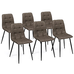 Idmarket Chaises MILA PU Marron (x6)