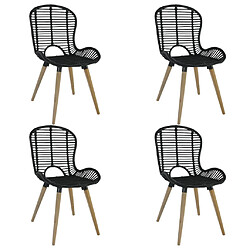 VidaXL Chaises à manger - Noir Rotin - Lot de 4