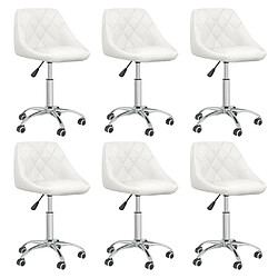 vidaXL Lot de 6 pivotantes - Blanc similicuir