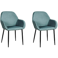 The Home Deco Factory Giulia Fauteuil velours côtelé bleu cadet - Lot de 2 Fauteuil en velours - Design moderne - Confort d'assise optimal - Piétement métal élégance