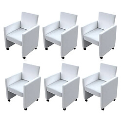 vidaXL Lot de 6 Chaises de Salle à Manger - Blanc Similicuir