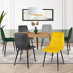 Idmarket Market Lot de 6 chaises MILA - Velours Mix Jaune