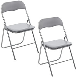 Toilinux Lot de 2 Chaises pliantes en PVC - Gris