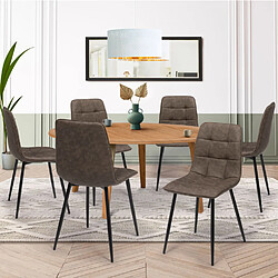 Idmarket Chaises MILA PU Marron (x6)