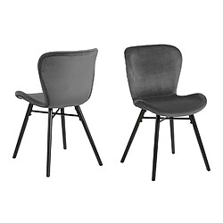 Toilinux Chaises Lucie - Gris, velours - Lot de 2 pas cher