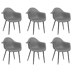 vidaXL Lot de 6 chaises à manger - Gris