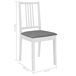 vidaXL Chaises à manger avec coussins lot de 2 - Blanc pas cher
