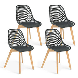 Idmarket Market 4 chaises Mandy - Grises