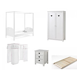 Vipack Chambre enfant lit baldaquin - Blanc