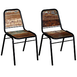 VIDAXL Chaises à manger - Bois de récupération (Lot de 2)