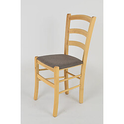 T M C S Tommychairs - Set 1 Chaise Venice pour la Cuisine et Bar, Structure en Bois Couleur Naturel et Assise en Tissu Couleur Chevreuil
