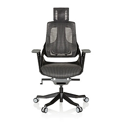 HJH OFFICE SPEKTRE BLACK Chaise de bureau - Fonction synchrone - Tissu maille gris - Support lombaire ajustable