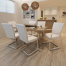 VIDAXL Chaises cantilever lot de 6 - Blanc Chaise cantilever - Similicuir - Structure en fer - Confort rembourré - Facilité d'entretien
