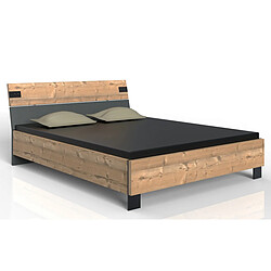 Pegane Chambre adulte complète lit 2 places - Chêne foncé