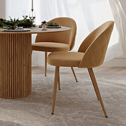 Acheter ICONIK INTERIOR Chaise de Salle à Manger - Revêtue de Velours - Dossier avec Motif - Evelyne Jaune
