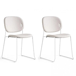 Inside 75 Chaises YO! Pieds Luge Métal - Lot de 2 - Beige