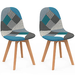 Idmarket MARKET Chaises SARA - Patchworks bleus