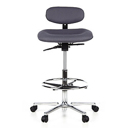 Hjh office Tabouret de bureau - Anthracite Tabouret de bureau - assise tissu - pivotant - réglable en hauteur